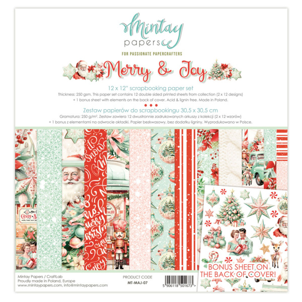 Mintay papers 12 X 12 PAPER SET - MERRY & JOY