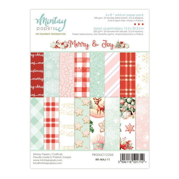 Mintay papers 6 X 8 ADD-ON PAPER PAD - MERRY & JOY