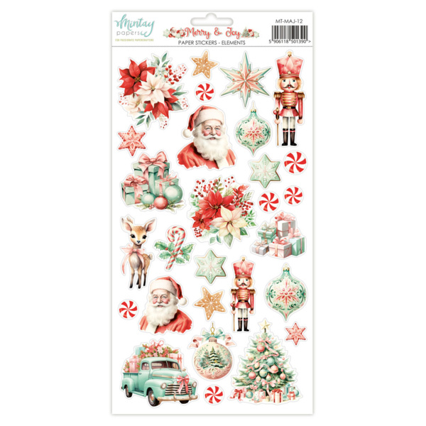 Mintay papers 6 X 12 PAPER STICKERS - MERRY & JOY - ELEMENTS