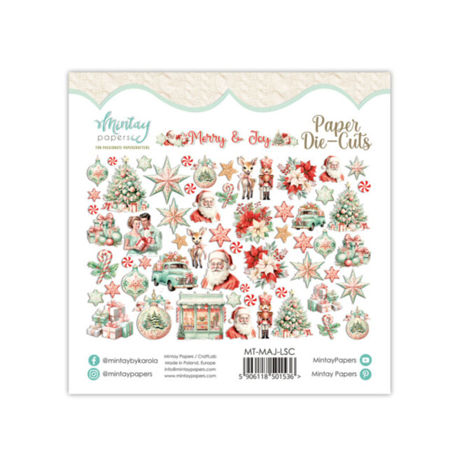 Mintay papers PAPER DIE-CUTS - MERRY & JOY, 60 PCS