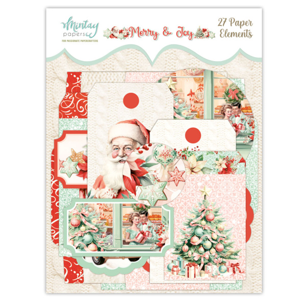 Mintay papers PAPER ELEMENTS - MERRY & JOY, 27 PCS