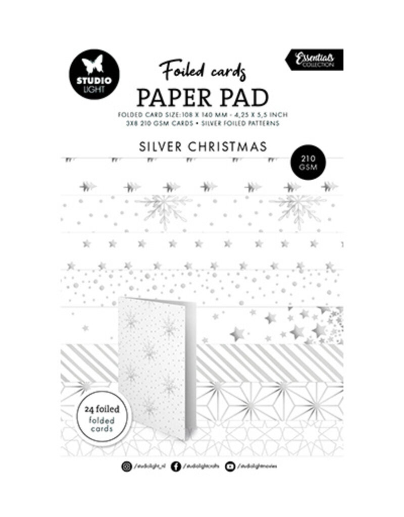 Studio Light SL Foiled Cards Silver patterns Essentials nr.224