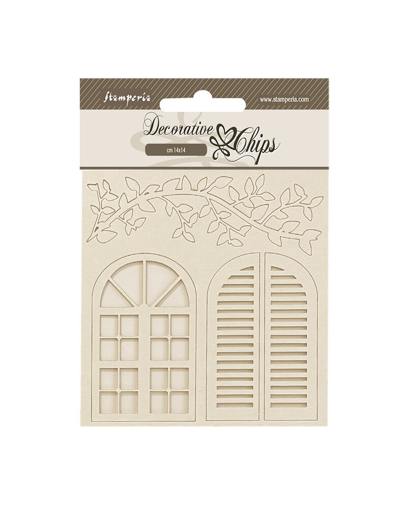 Stamperia Decorative chips cm 14x14 - Golden Harmony windows