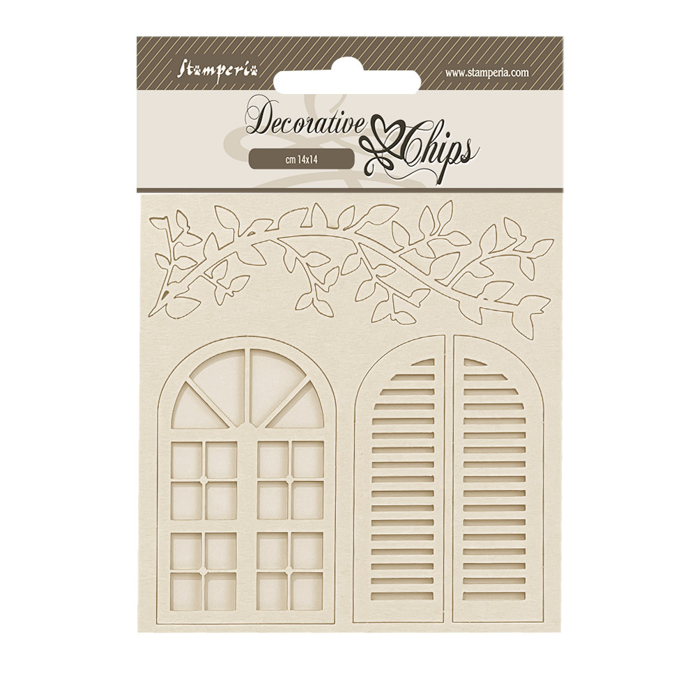 Stamperia Decorative chips cm 14x14 - Golden Harmony windows