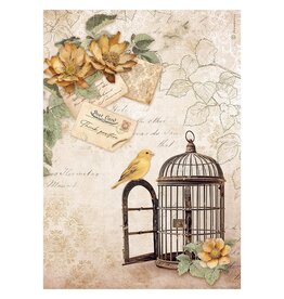 Stamperia A4 Rice paper packed - Golden Harmony cage