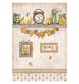 Stamperia A4 Rice paper packed - Golden Harmony clock and pumpkins