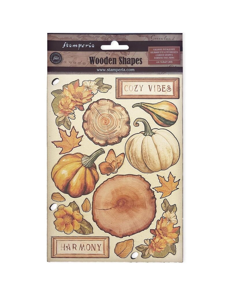 Stamperia Colored Wooden shape A5 - Golden Harmony pumpkins