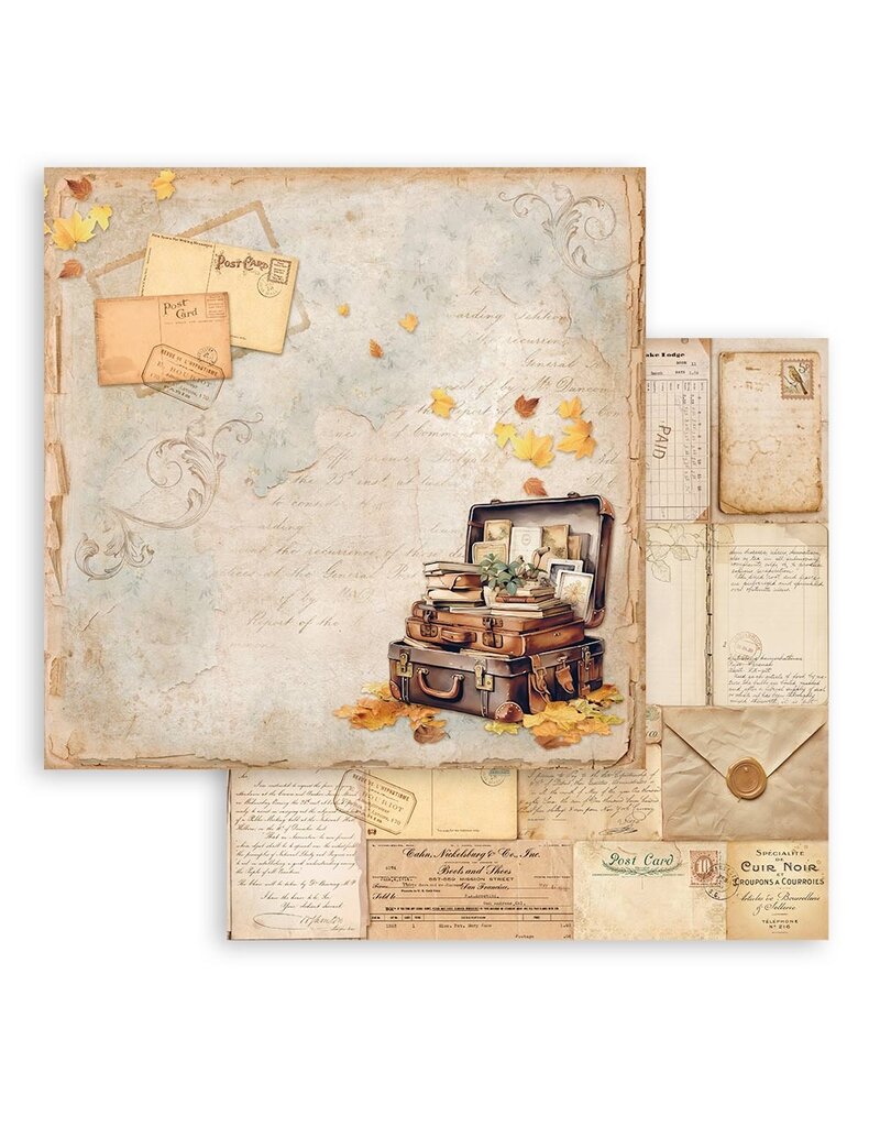 Stamperia Scrapbooking Double face sheet - Golden Harmony suitcase