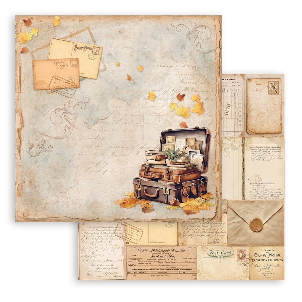 Stamperia Scrapbooking Double face sheet - Golden Harmony suitcase