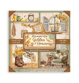 Stamperia Scrapbooking Pad 22 sheets cm 30,5x30,5 (12"x12") Single face - Golden Harmony