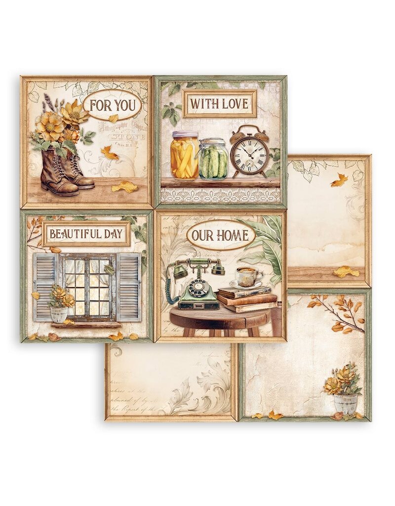 Stamperia Scrapbooking Small Pad 10 sheets cm 20,3X20,3 (8"X8") - Golden Harmony