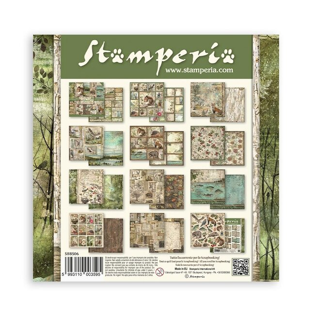 Stamperia Scrapbooking Small Pad 10 sheets cm 20,3X20,3 (8"X8") - Forest