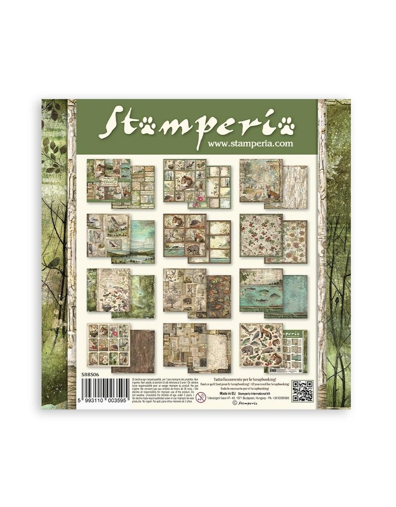 Stamperia Scrapbooking Small Pad 10 sheets cm 20,3X20,3 (8"X8") - Forest