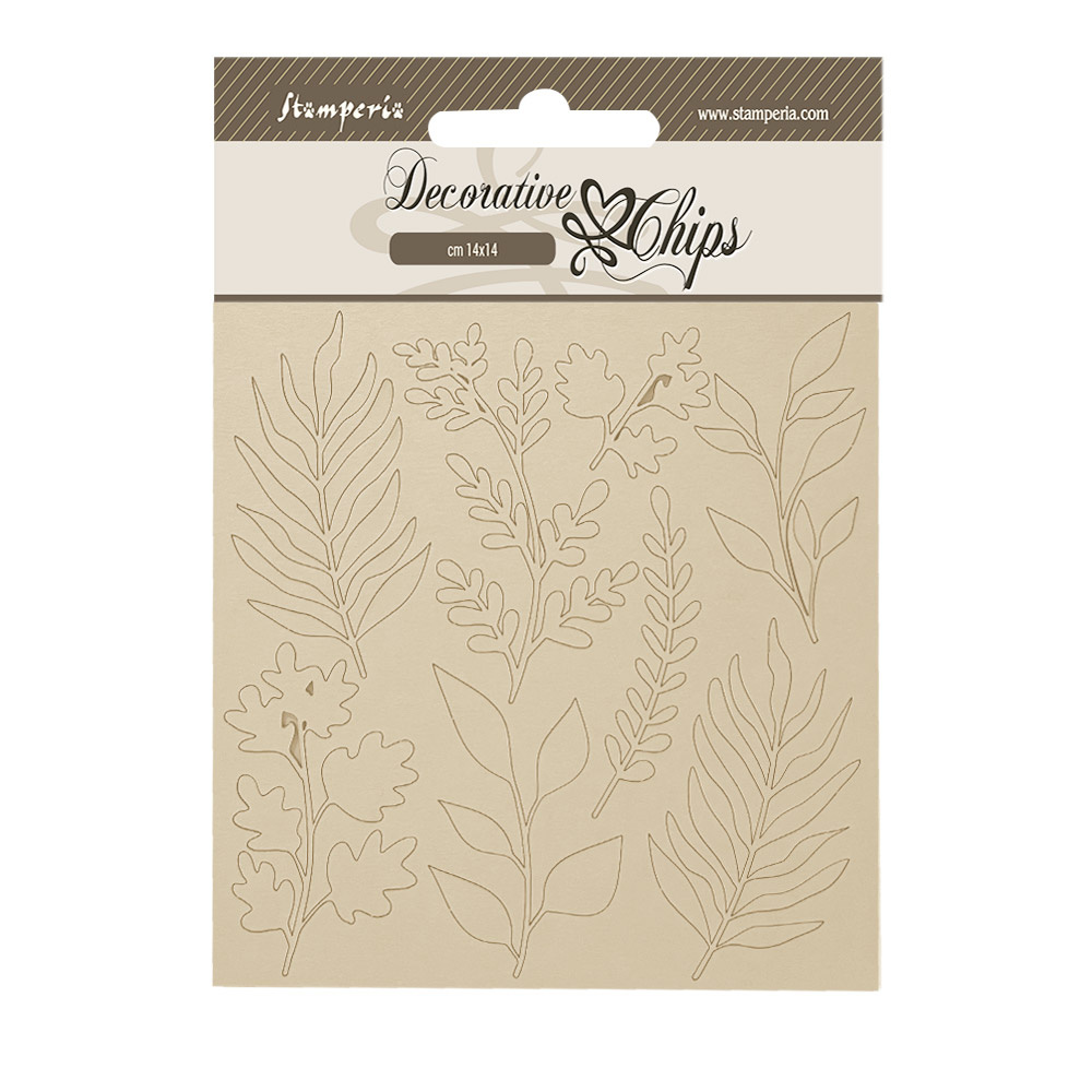 Stamperia Decorative chips cm 14x14 - Forest leaves
