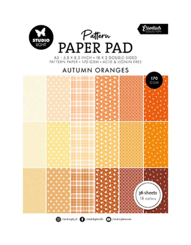 Studio Light SL Pattern paper pad Shades of oranje Essentials nr.234