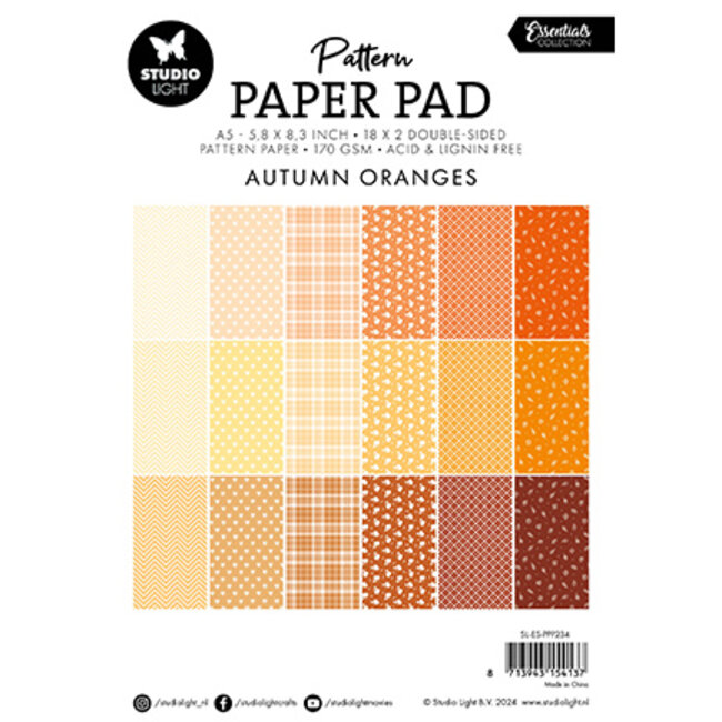 Studio Light SL Pattern paper pad Shades of oranje Essentials nr.234