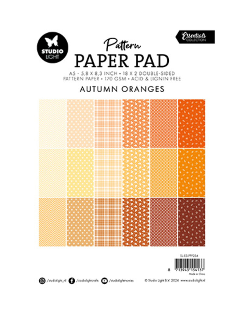 Studio Light SL Pattern paper pad Shades of oranje Essentials nr.234