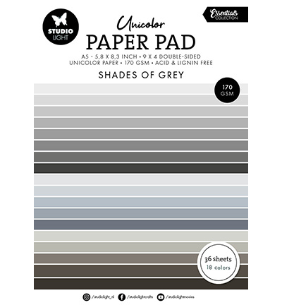 Studio Light SL Unicolor paper pad Shades of grey Essentials nr.248