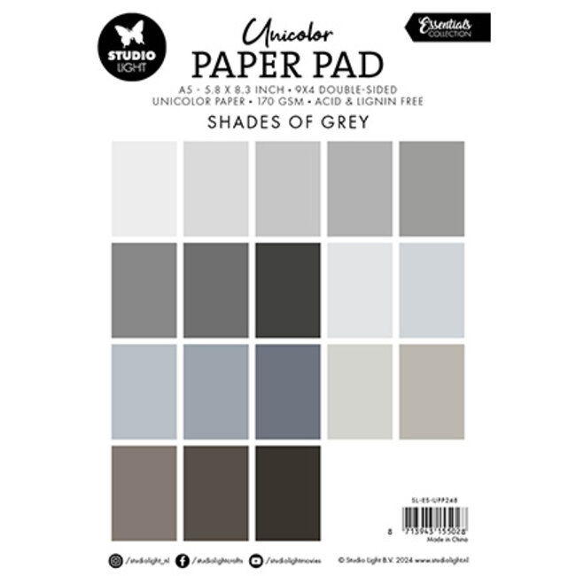 Studio Light SL Unicolor paper pad Shades of grey Essentials nr.248