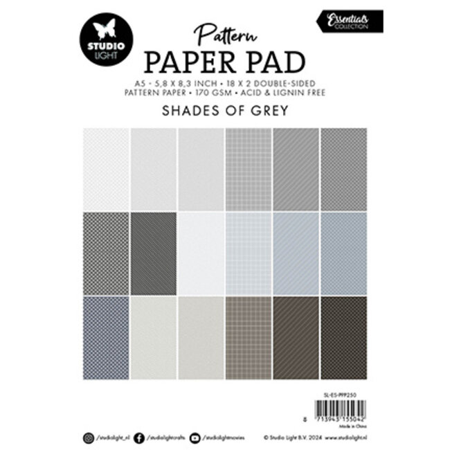 Studio Light SL Pattern paper pad Shades of grey Essentials nr.250
