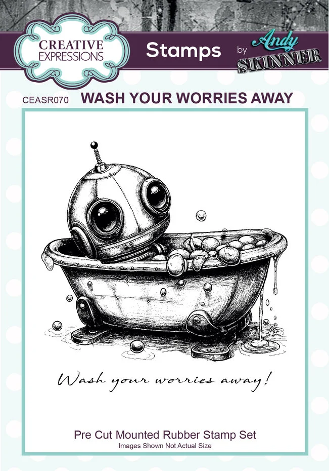 creative expressions Andy Skinner Pre-Cut Rubber Stamp Botology Wash Your Worries Away (CEASR070)