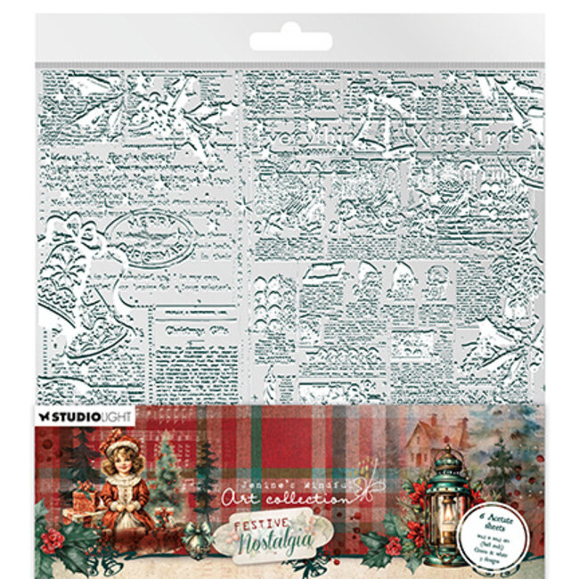 Studio Light JMA Acetate sheets White & green Festive Nostalgia nr.09