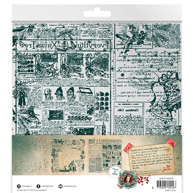 Studio Light JMA Acetate sheets White & green Festive Nostalgia nr.09