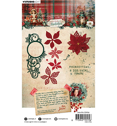 Studio Light JMA Cutting Die Poinsettias & ice swirl frame Festive Nostalgia nr.904