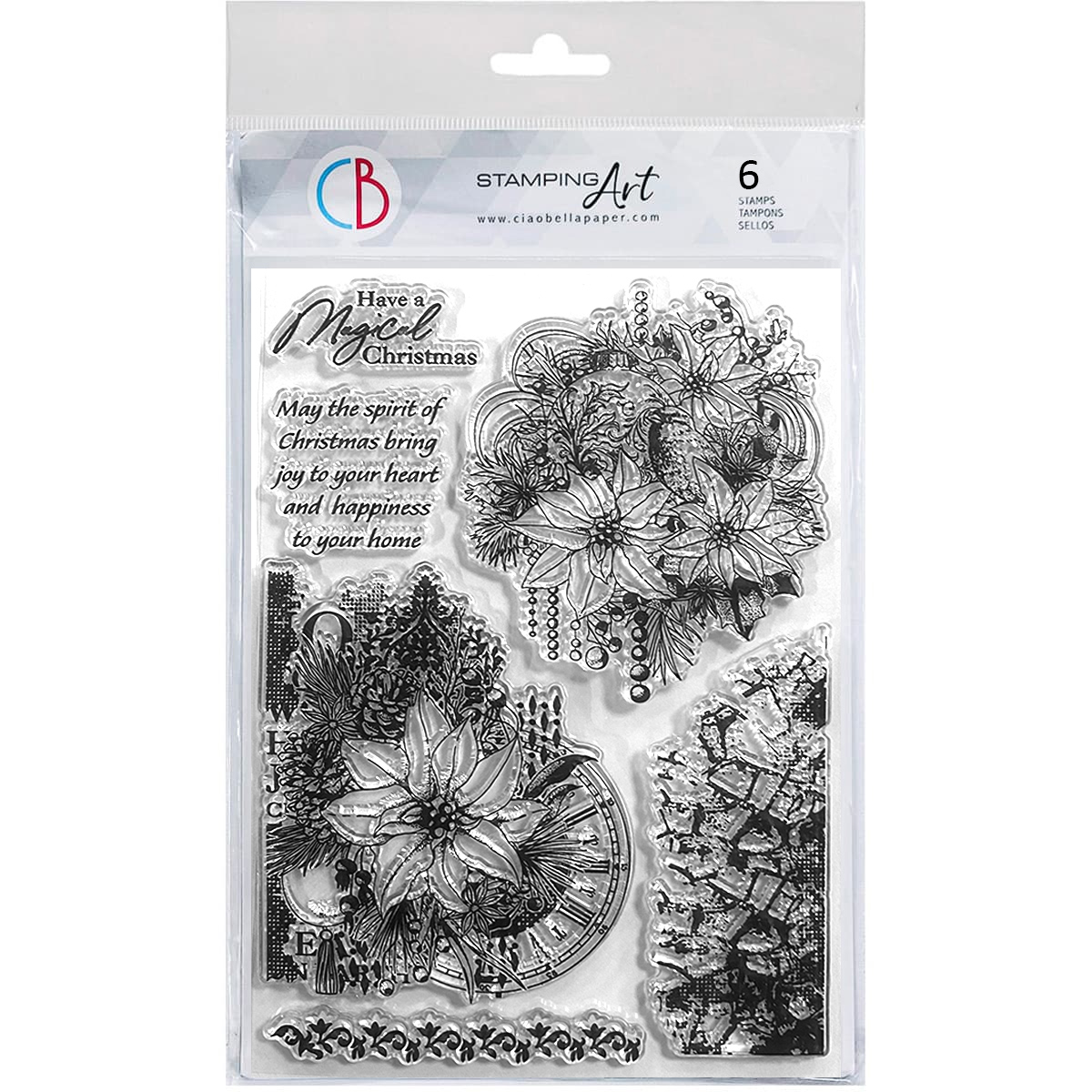 Ciao Bella CLEAR STAMP SET 6"X8" BOHO CHRISTMAS