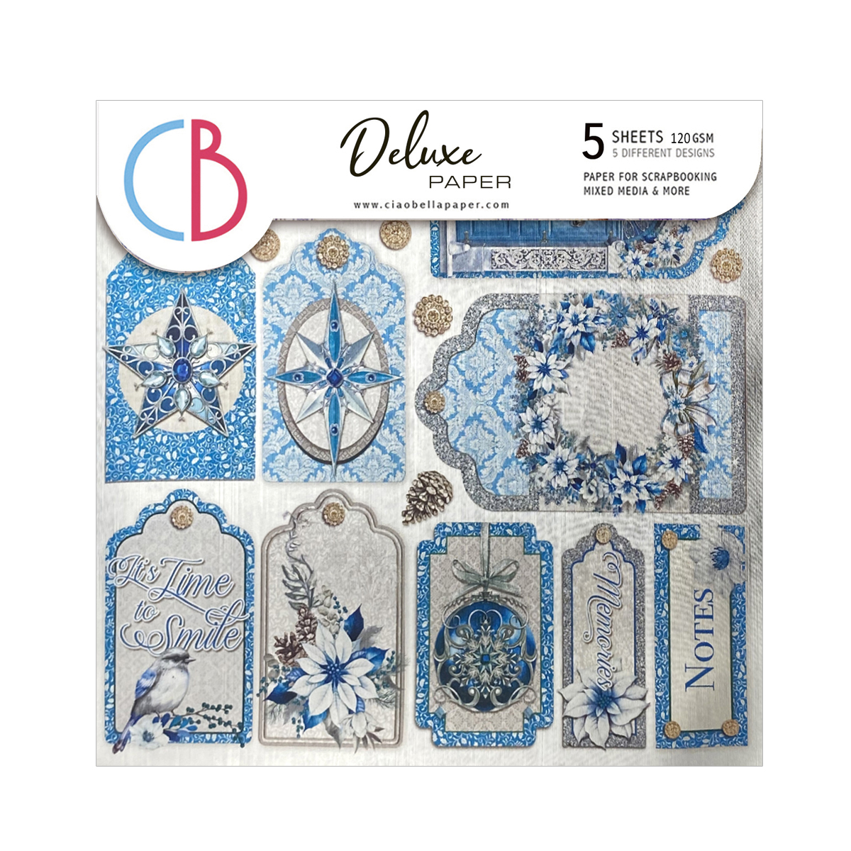 Ciao Bella DELUXE ELEGANCE OF BLUE PAPER SILVER 6"X6" 5/PKG