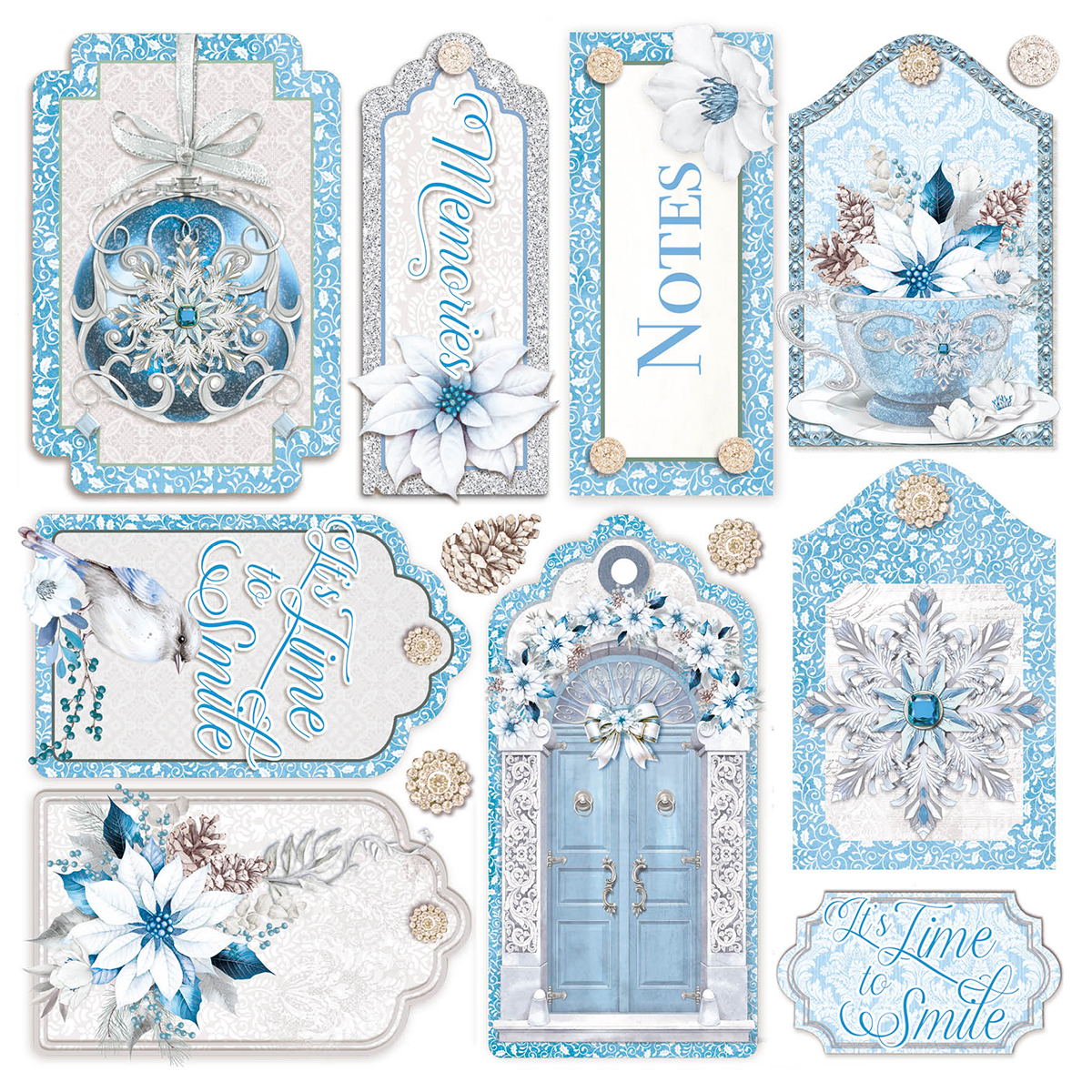 Ciao Bella VELLUM ELEGANCE OF BLUE FUSSY CUT 6"X6" 6/PKG