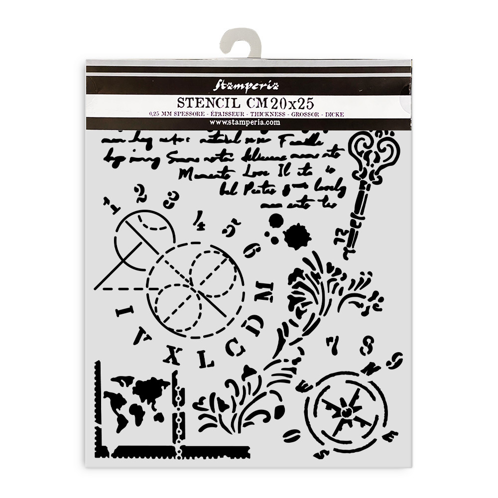 Stamperia Thick stencil cm 20X25 - Alterego key, numbers