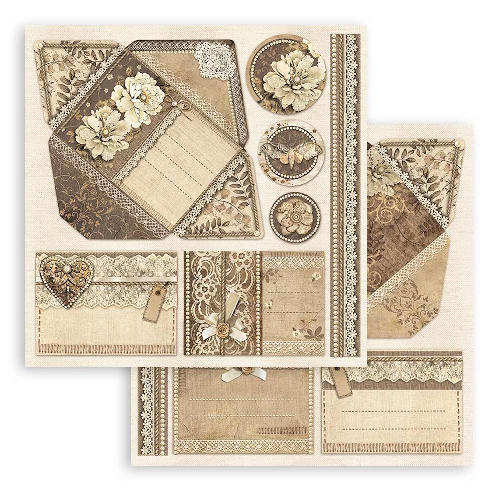 Stamperia Scrapbooking Small Pad 10 sheets cm 20,3X20,3 (8"X8") - Old Lace