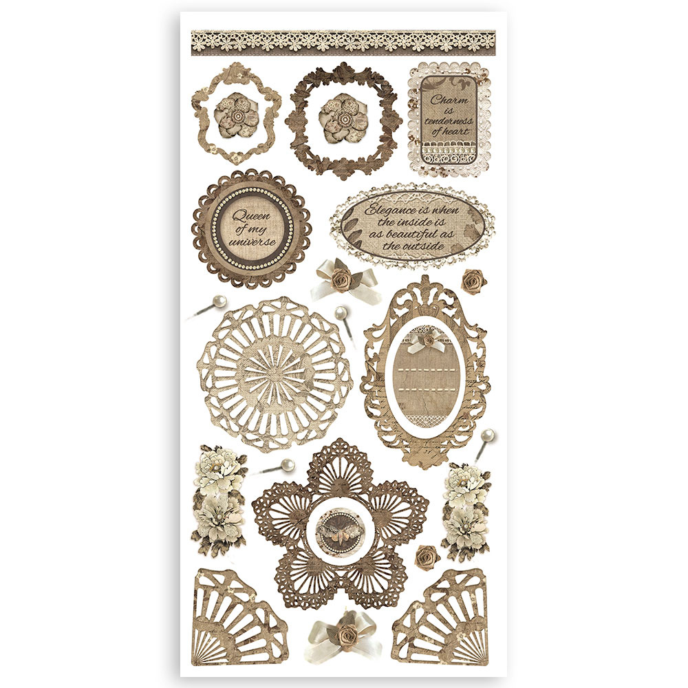 Stamperia Paper cut-outs 2 Double Face -  4 sheets cm. 15x30,5 - Old Lace