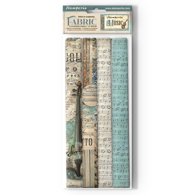 Stamperia Pack 4 sheets fabric cm 30x30 - Music