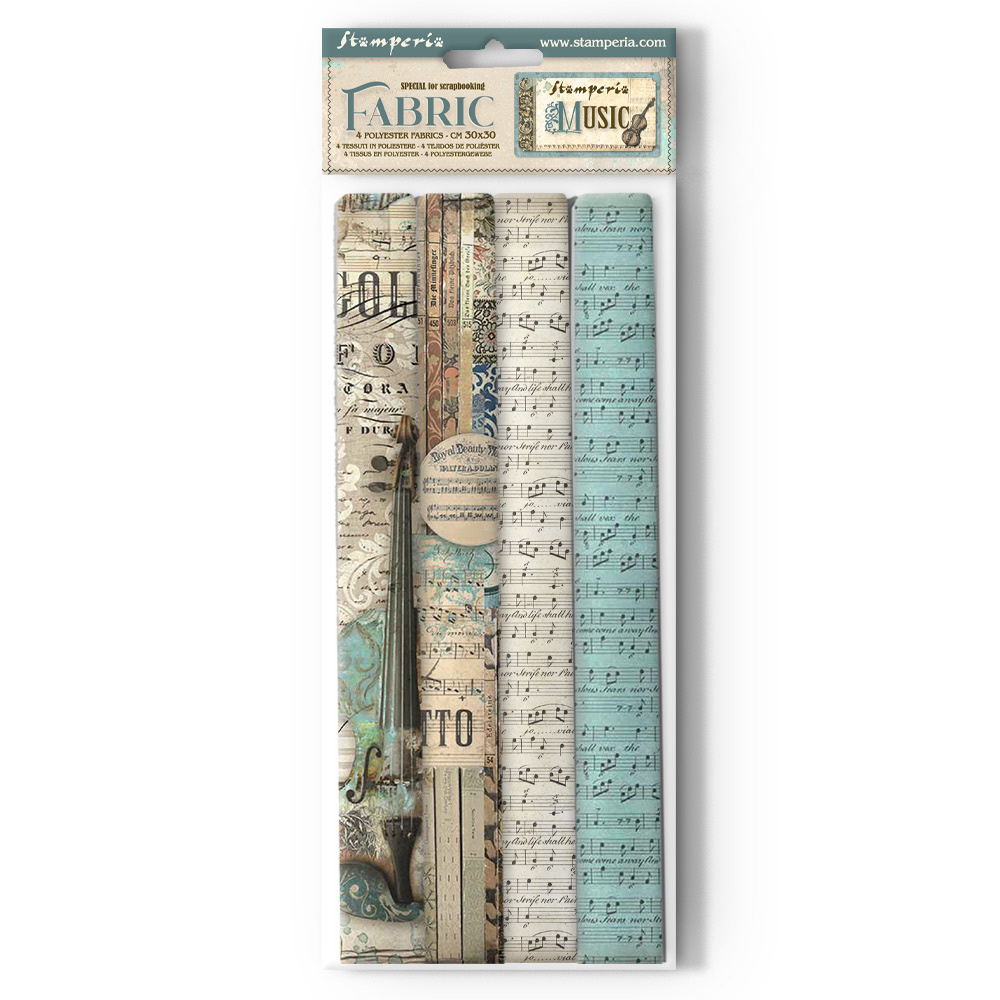 Stamperia Pack 4 sheets fabric cm 30x30 - Music