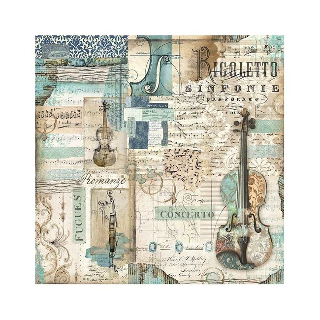 Stamperia Pack 4 sheets fabric cm 30x30 - Music