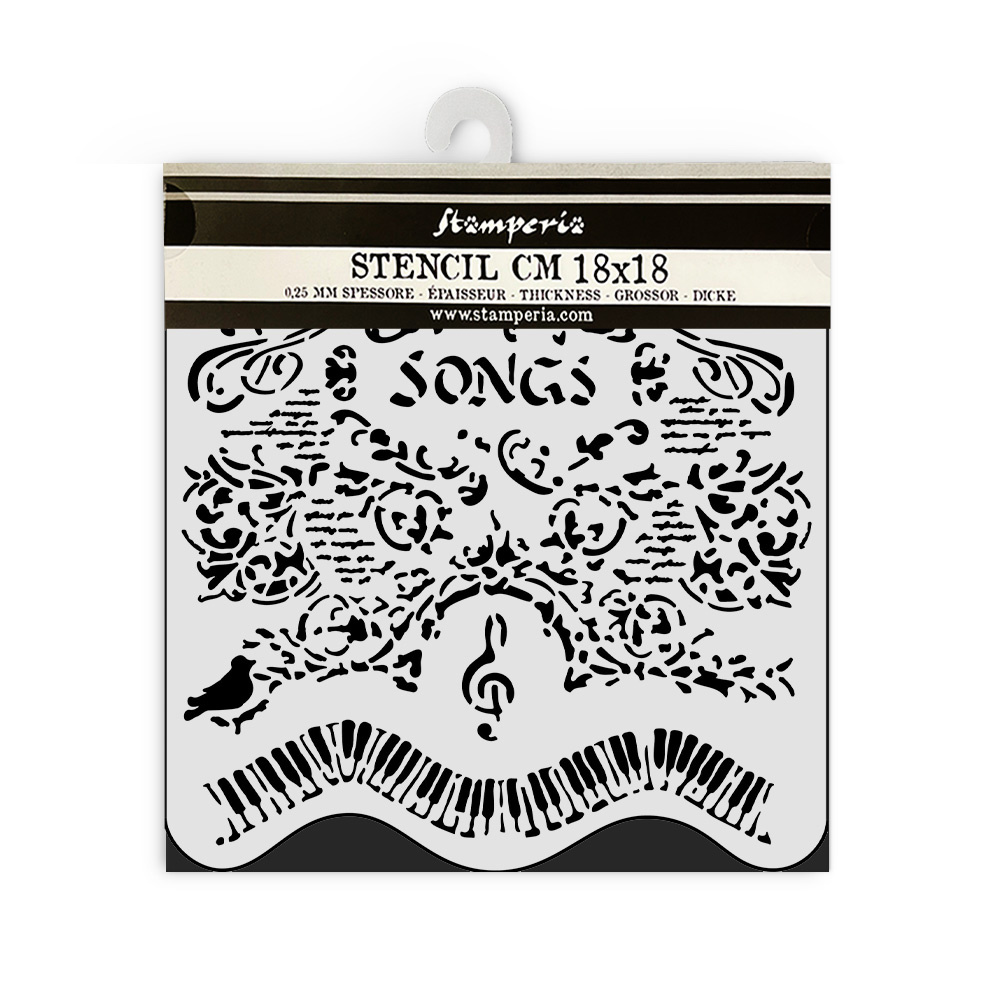 Stamperia Thick stencil cm 18X18 - Music songs and piano