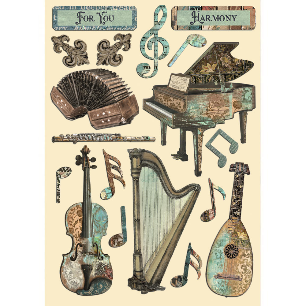 Stamperia Colored Wooden shape A5 - Music