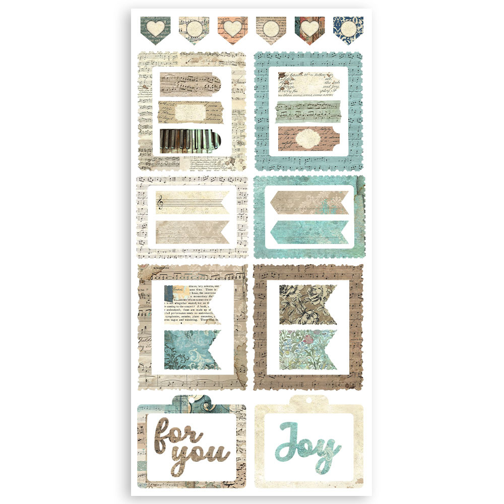 Stamperia Paper cut-outs 2 Double Face -  4 sheets cm. 15x30,5 - Music