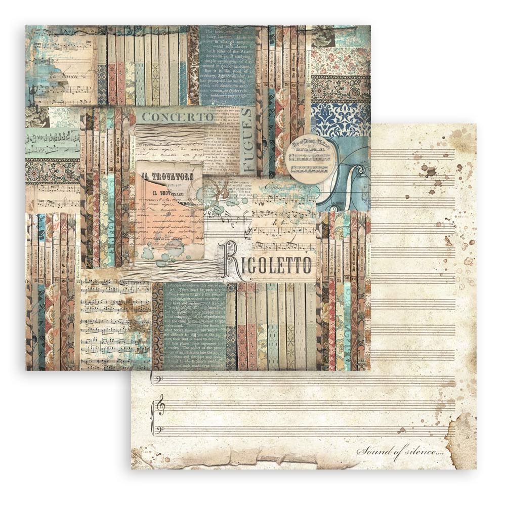 Stamperia Scrapbooking Small Pad 10 sheets cm 20,3X20,3 (8"X8") - Music