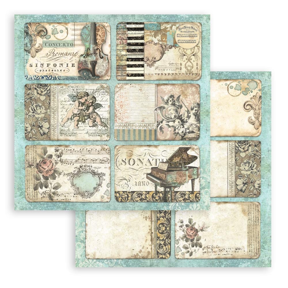 Stamperia Scrapbooking Small Pad 10 sheets cm 20,3X20,3 (8"X8") - Music