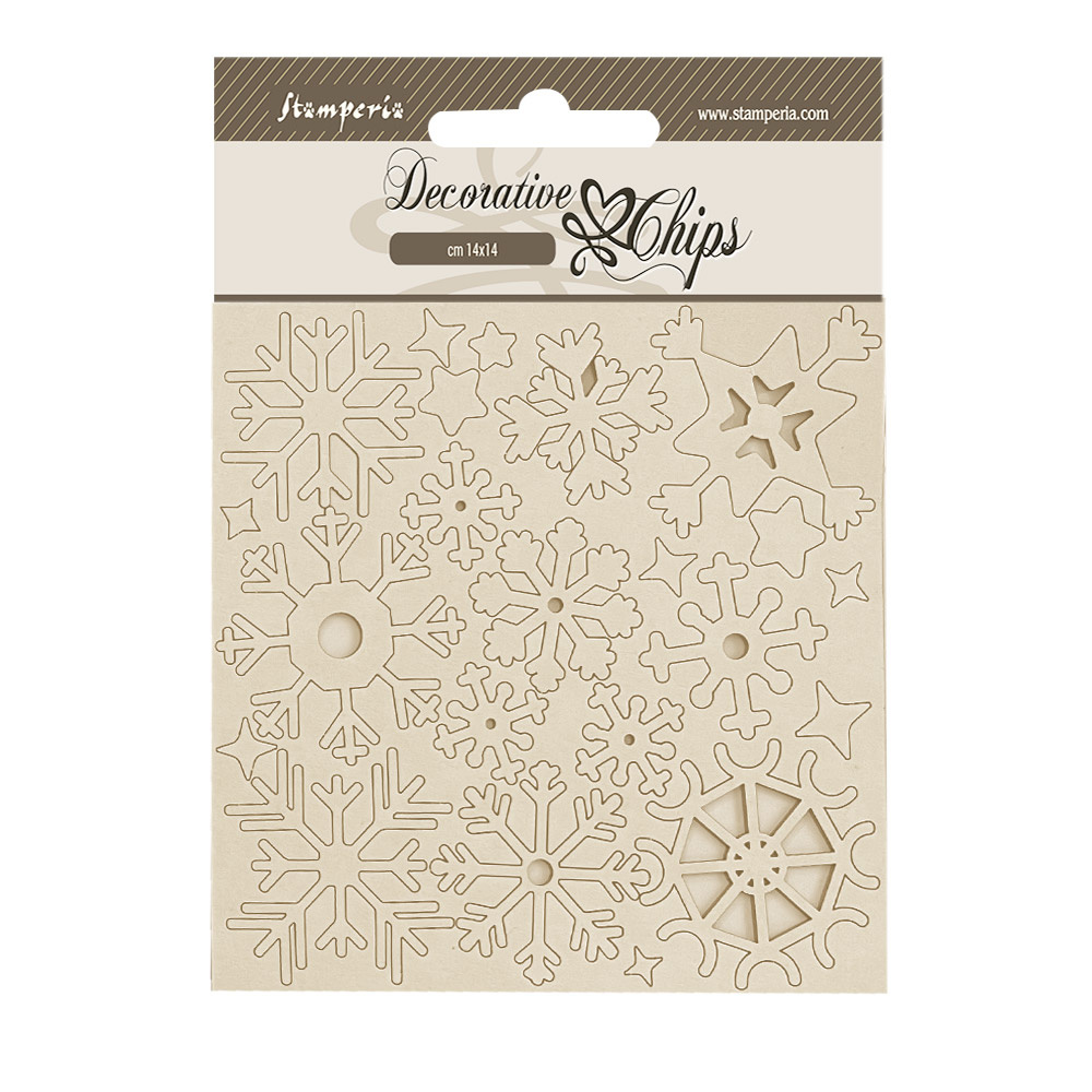 Stamperia Decorative chips cm 14x14 - Create Happiness Dewdrops snowflakes
