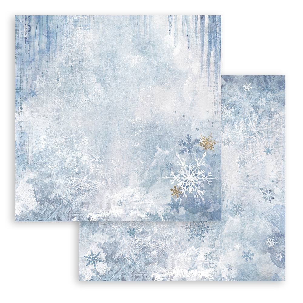 Stamperia Scrapbooking Double face sheet - Create Happiness Dewdrops blue snowflakes