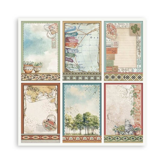 Stamperia Papierblok 20,3x20,3 cm - 10 vellen - Art of Travelling
