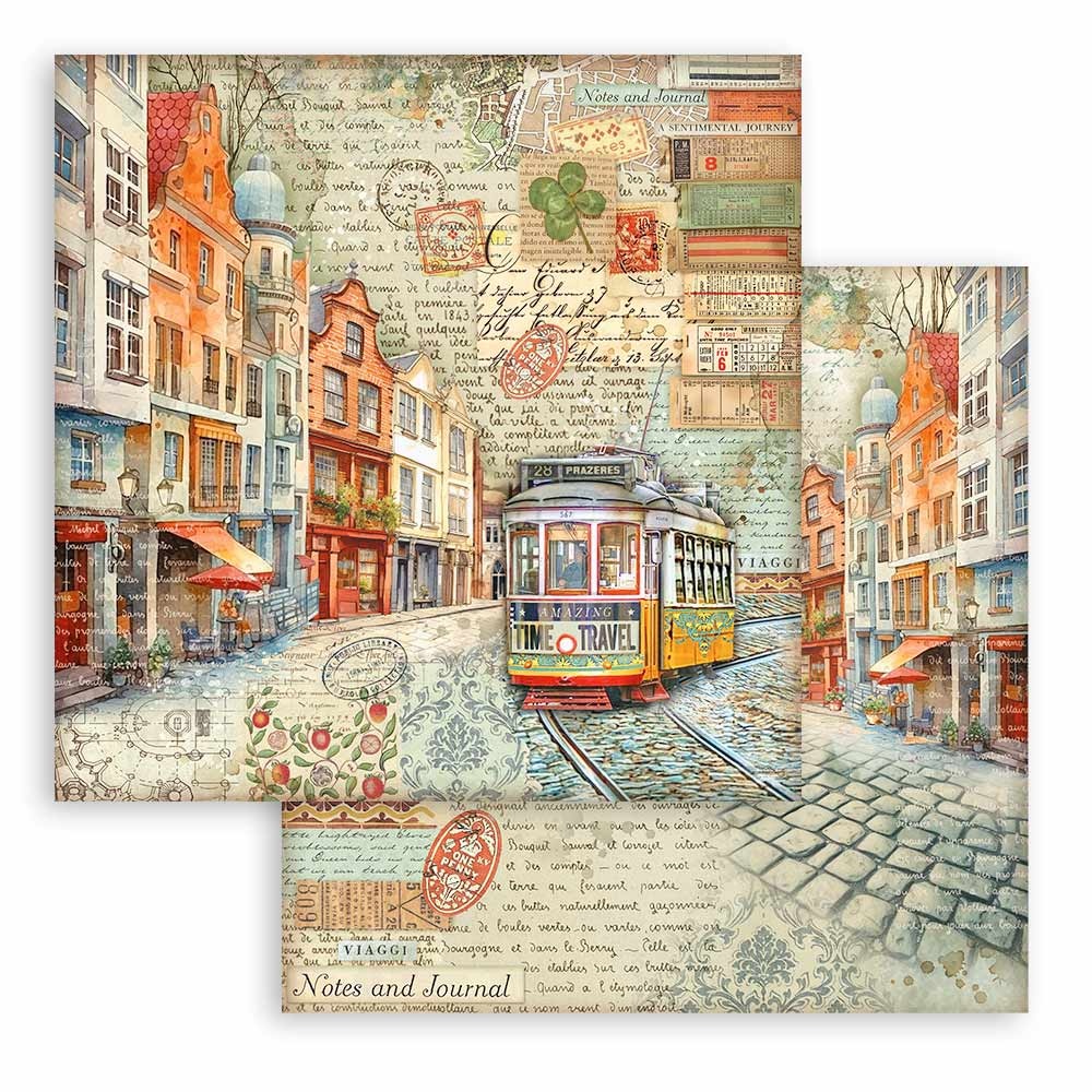 Stamperia Scrapbooking Double face sheet - Art of Travelling tram