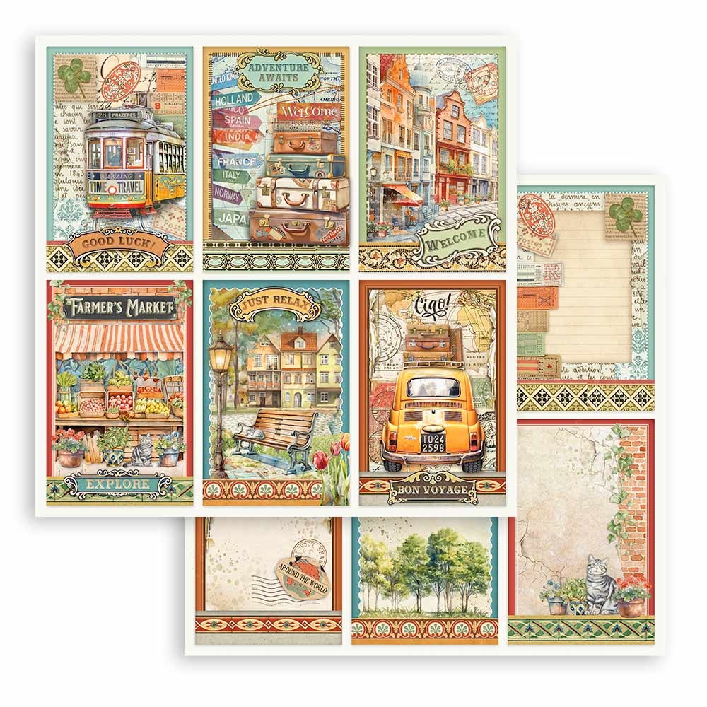 Stamperia Scrapbooking Double face sheet - Art of Travelling 6 cards