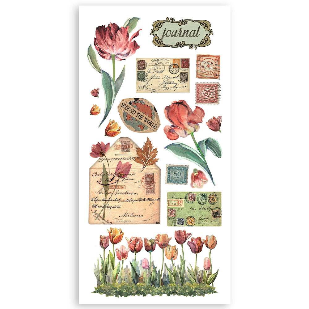 Stamperia Paper cut-outs 2 Double Face -  4 sheets cm. 15x30,5 - Art of Travelling