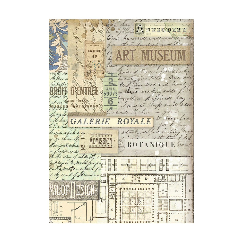 Stamperia Selection 8 Rice paper A6 backgrounds - Art of Travelling