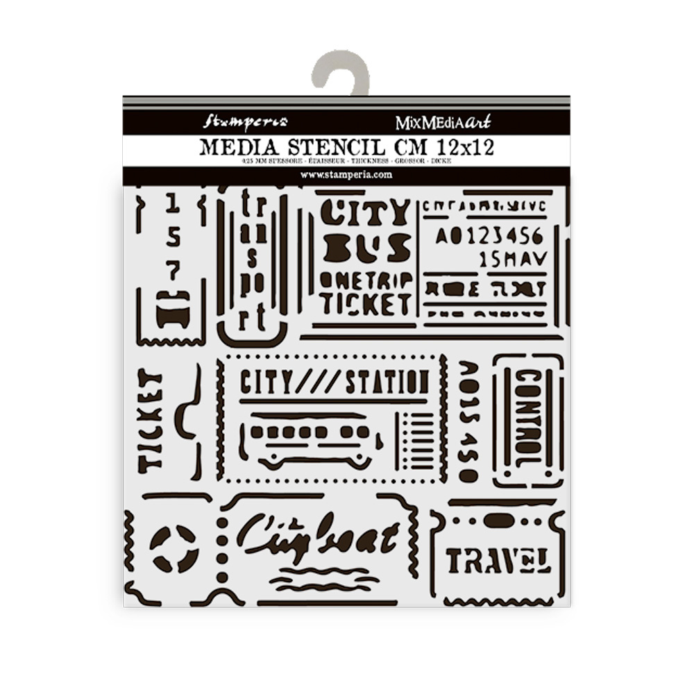 Stamperia Thick stencil cm 12X12 - Art of Travelling tickets